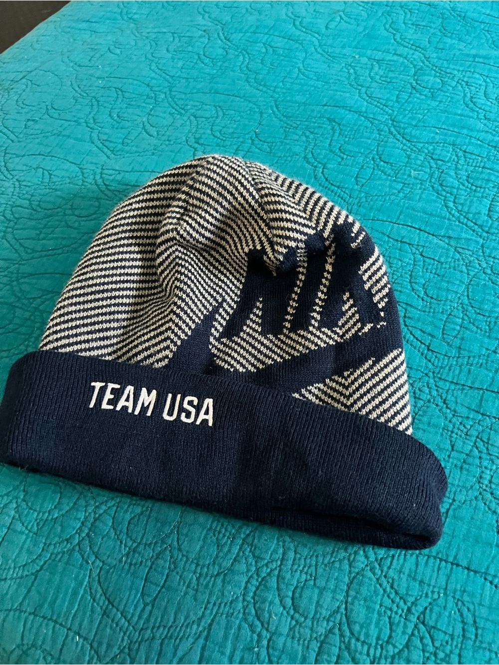 Team USA Navy and White Knit Beanie